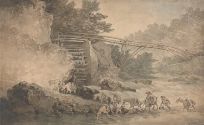 Een Watermolen die een Transporteur Aandrijft door Thomas Rowlandson